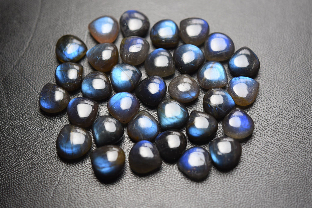10 Pcs,Superb-Finest Quality,Gold Flashy Labradorite Smooth Heart Shape Briolettes,8.5-9mm size