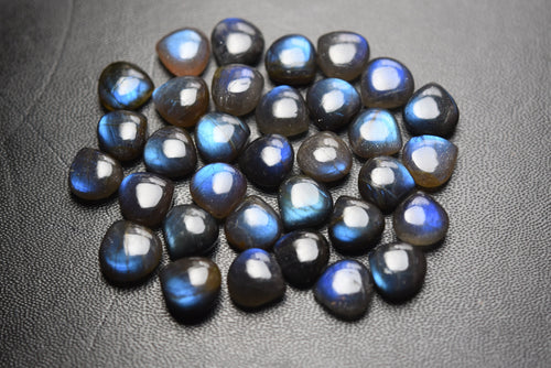 10 Pcs,Superb-Finest Quality,Gold Flashy Labradorite Smooth Heart Shape Briolettes,8.5-9mm size