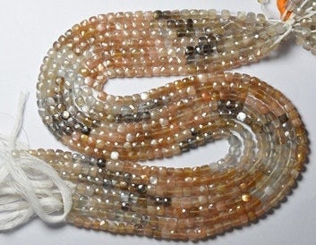 12.75  Inch Strand, Finest Quality, Natural Golden Sunshine Faceted Box Shaped Beads. Size 4mm