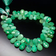Load image into Gallery viewer, 12mm Apple Green Chrysoprase Faceted Pear Shape Briolettes Beads 12mm Match Pairs