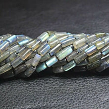 Load image into Gallery viewer, 4 Strand Fire Labradorite Smooth Tube Gemstone Spacer Beads Strand 14" 7mm 10mm