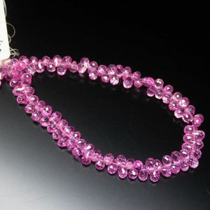 Hot Pink Zircon Faceted Teardrop Briolette Gemstone Loose Spacer Bead 6