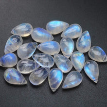 Load image into Gallery viewer, Blue Flashy Rainbow Moonstone Smooth Pear Shape Briolettes, Moonstone Beads, Blue Moonstone Pair Drop Beads, 12mm Size, 25 PAIRS 50ps