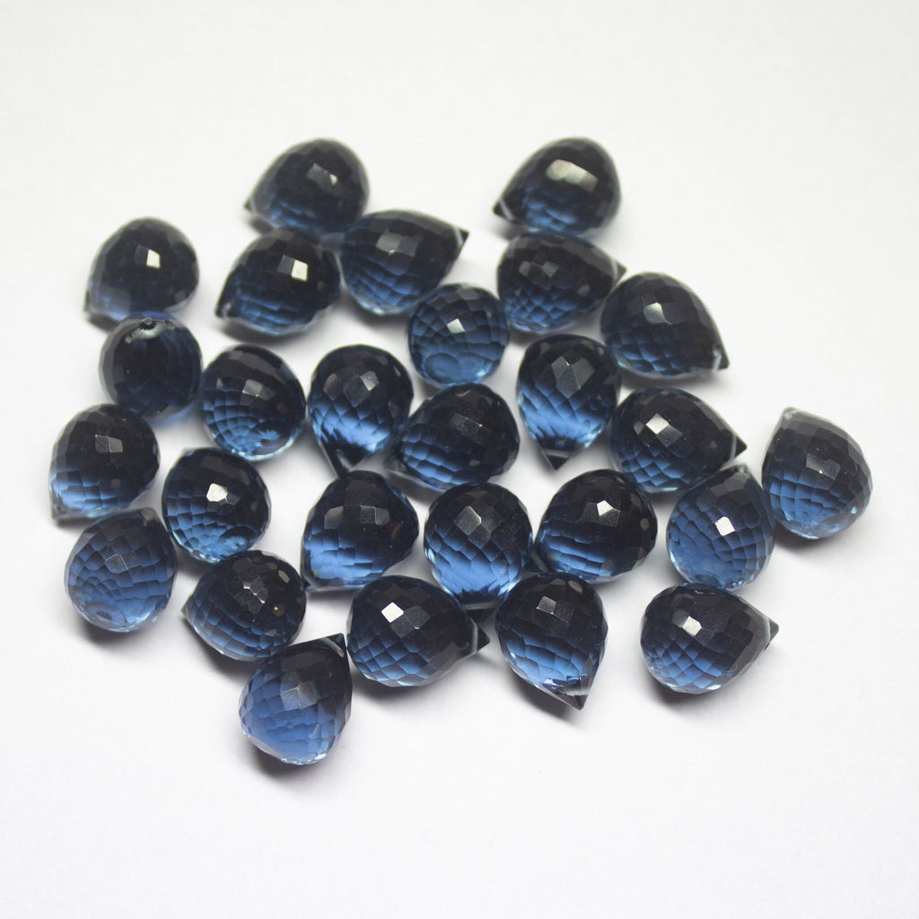 12 pcs 13mm, London Blue Quartz Faceted Teardrop Loose Beads, Quartz Beads, Blue Quartz