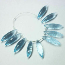Load image into Gallery viewer, Blue Aquamarine Quartz Faceted Puff Marquise Briolette Beads 12pcs 30x6mm