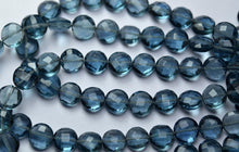 Load image into Gallery viewer, 16 inch Strand London Blue Quartz Faceted Coins Shaped Briolette's, 8mm 50pc