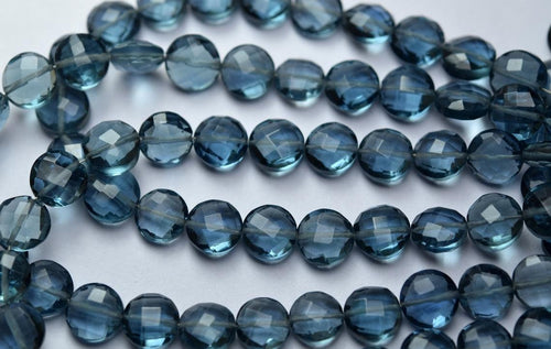 16 inch Strand London Blue Quartz Faceted Coins Shaped Briolette's, 8mm 50pc