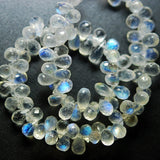 AA Blue Rainbow Moonstone Faceted Tear Drops Shape Briolettes, 7mm 8mm