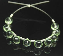 Load image into Gallery viewer, Green Amethyst Quartz Micro Faceted Onion Briolette Gemstone Beads 40pcs 7mm