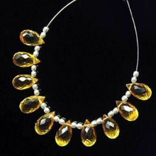 Load image into Gallery viewer, Yellow Sapphire Quartz Faceted Tear Drop Briolette Gemstone Beads 10 pairs 10x5mm