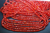 3 Strands 13 Inch Strand Of Machine Cut Quality Orange Color Zircon Micro Faceted Rondells, Size 3mm