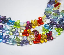 Load image into Gallery viewer, Sapphire Ruby Tanzanite Iolite topaz Quartz Faceted Pear Drop Briolette Beads, Quartz Beads 7x10mm, Full Strand 8 inches
