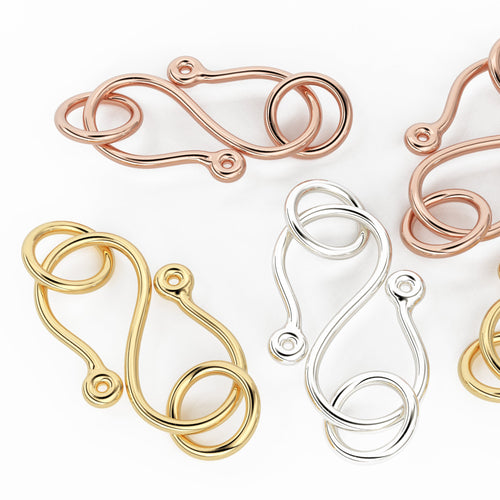 8.5mmx14.5mm 18k Solid Gold Classic S Hook Clasp Finding St Patricks Day