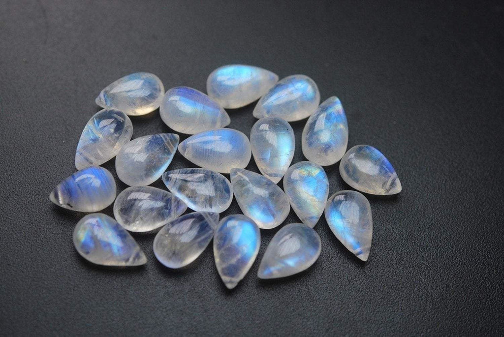Blue Flashy Rainbow Moonstone Smooth Pear Shape Briolettes, Moonstone Beads, Blue Moonstone Pair Drop Beads, 12mm Size, 25 PAIRS 50ps