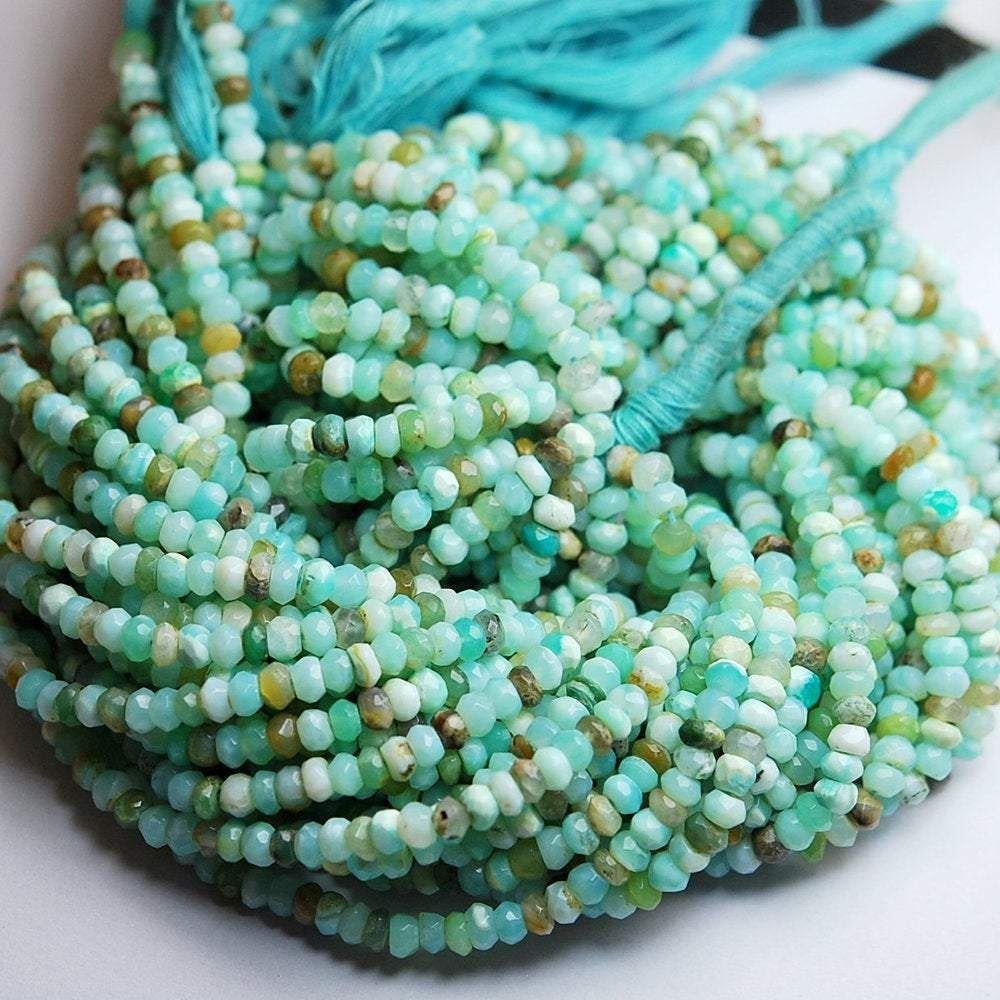 5 STRAND MAX / Natural / Peruvian / Blue / Opal / Faceted / Rondelle / Loose / Gemstone / Beads / Strand