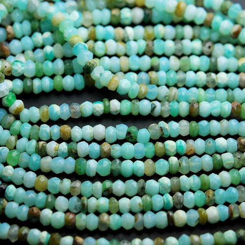 3 Strands Natural Peruvian Blue Opal Faceted Rondelle Loose Gemstone Beads Strand 13