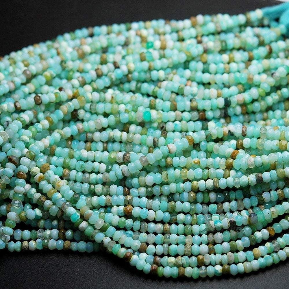 5 STRAND MAX / Natural / Peruvian / Blue / Opal / Faceted / Rondelle / Loose / Gemstone / Beads / Strand