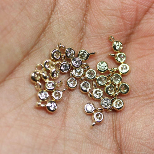 14k Solid Gold / Real Diamond / Charm Pendant / Bezel / Jewelry Finding / Diamond Connector / Diamond Charm - Jalvi & Co. 