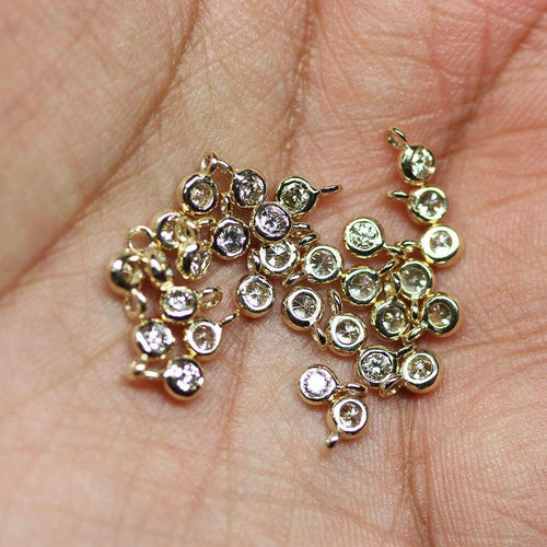 14k Solid Gold / Real Diamond / Charm Pendant / Bezel / Jewelry Finding / Diamond Connector / Diamond Charm St Patricks Day