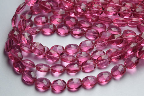 2 Strands 8 Inches, 7x9mm, Beautiful Pink Quartz Faceted Oval Shaped Briolettes Loose Beads Strand