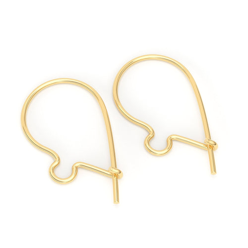 9mmx17mm 23 GAUGE 14k Solid Yellow Gold French Hook Kidney Earwires Pair St Patricks Day