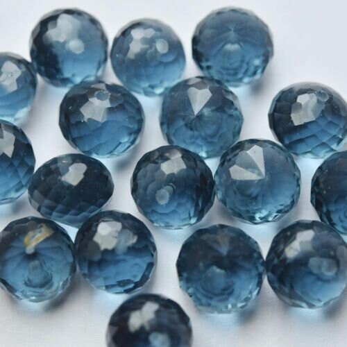 Half Drilled 12 pcs London Blue Quartz Micro Faceted Onion Briolette 10mm 6 pairs