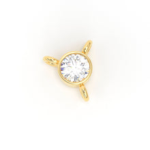 Load image into Gallery viewer, 6x5.5mm 18k Solid Yellow Gold Brilliant Diamond Bezel Three Bail Connector Spacer Finding St Patricks Day
