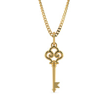 Load image into Gallery viewer, 18k Solid Yellow Gold Handmade Skeleton Key Charm Pendant, Gold Pendant, Key Pendant St Patricks Day
