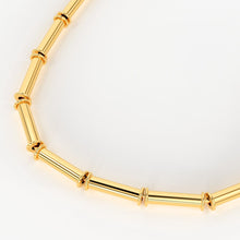 Load image into Gallery viewer, 2.7mmx8mm 18k Solid Yellow Gold Fancy Bamboo Tube Spacer Beads (10 pieces) St Patricks Day