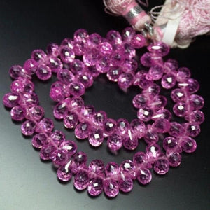 Hot Pink Zircon Faceted Teardrop Briolette Gemstone Loose Spacer Bead 6