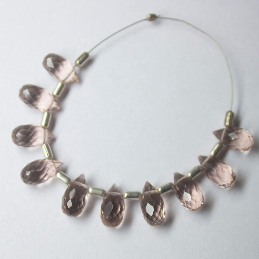 30pcs Pink Morganite Quartz Faceted Teardrop Beads 10mm x 5mm