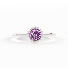 Load image into Gallery viewer, 0.80 Carat Pink Sapphire Luxury Engagement Ring / Snowflake Dainty Gold Sapphire Ring / Halo Ring / Dainty Diamond Gemstone Cocktail Ring