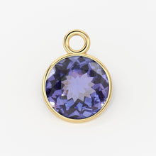 Load image into Gallery viewer, 14k Solid Yellow Gold 6mm Royal Blue Tanzanite Charm Pendant / Tanzanite Charm / Tanzanite Gold Charm / Solid Gold Charm