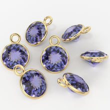 Load image into Gallery viewer, 14k Solid Yellow Gold 6mm Royal Blue Tanzanite Charm Pendant / Tanzanite Charm / Tanzanite Gold Charm / Solid Gold Charm