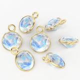 2pc 14k Solid Yellow Gold 4mm Natural Rainbow Moonstone Charm Pendant / Moonstone Charm / Rainbow Moonstone Gold Charm / Solid Gold Charm