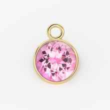 Load image into Gallery viewer, 2pc 14k Solid Yellow Gold 6mm Natural Pink Tourmaline Charm Pendant / Pink Tourmaline Charm / Tourmaline Charm / Solid Gold Charm