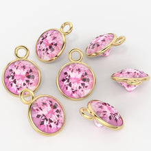 Load image into Gallery viewer, 2pc 14k Solid Yellow Gold 6mm Natural Pink Tourmaline Charm Pendant / Pink Tourmaline Charm / Tourmaline Charm / Solid Gold Charm