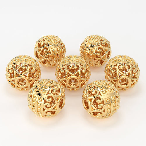 18k Solid Gold Designer Old Fashioned Tribal Round Granulation Spacer Bead Finding 6mm 8mm 10mm St Patricks Day