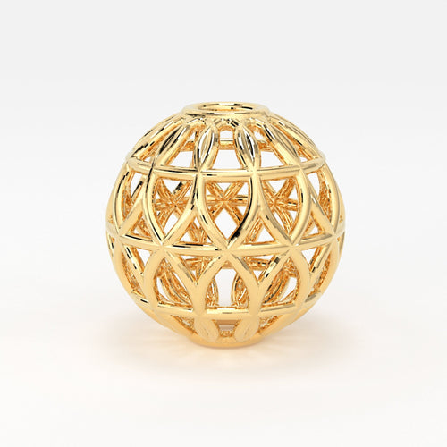 18k Solid Gold Designer Fancy Round Sphere of Death Spacer Bead Finding 6mm 8mm 10mm St Patricks Day