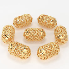 Load image into Gallery viewer, 18k Solid Gold Handmade Artistic Roman Oval Spacer Bead Finding 12mm 13mm 14mm St Patricks Day