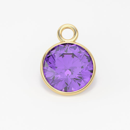 Amethyst 14k Solid Gold Charm 4,5,6mm Natural Purple Gemstone Pendant 2pc - Jalvi & Co. 