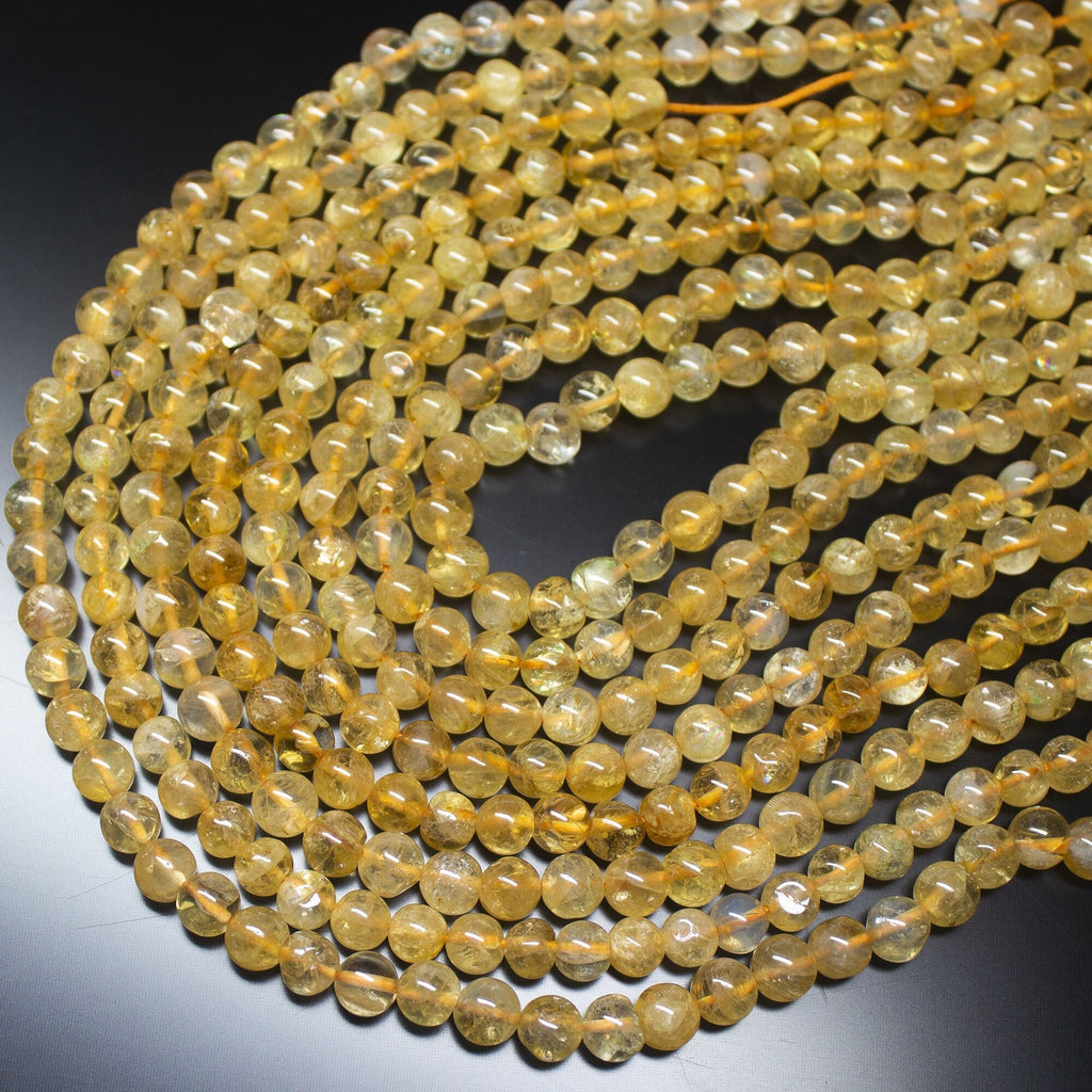 13" Full Strand, Golden Rutile Quartz Smooth Smooth Heishi Shape Gemstone Beads, Rutile Quartz Beads, 6mm