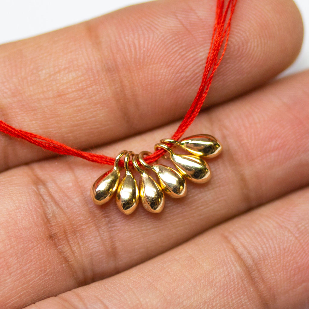 18k Solid Yellow Gold Teardrop Charm Pendant Finding, Gold Drops 3.3mmx8.5mm St Patricks Day