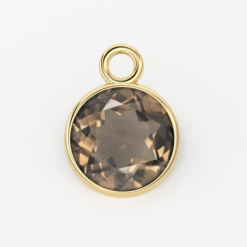 Smoky Quartz 14k Solid Gold Charm 4,5,6mm Natural Brown Gemstone Pendant 2pc - Jalvi & Co. 