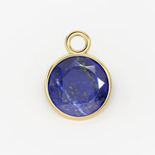 Load image into Gallery viewer, 2pc 14k Solid Yellow Gold 6mm Natural Lapis Lazuli Charm Pendant / Lapis Charm / Solid Gold Charm