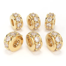 Load image into Gallery viewer, 18k Solid Yellow Gold 5mm 0.10CT Diamond Eternity Rondelle Wheel Bead