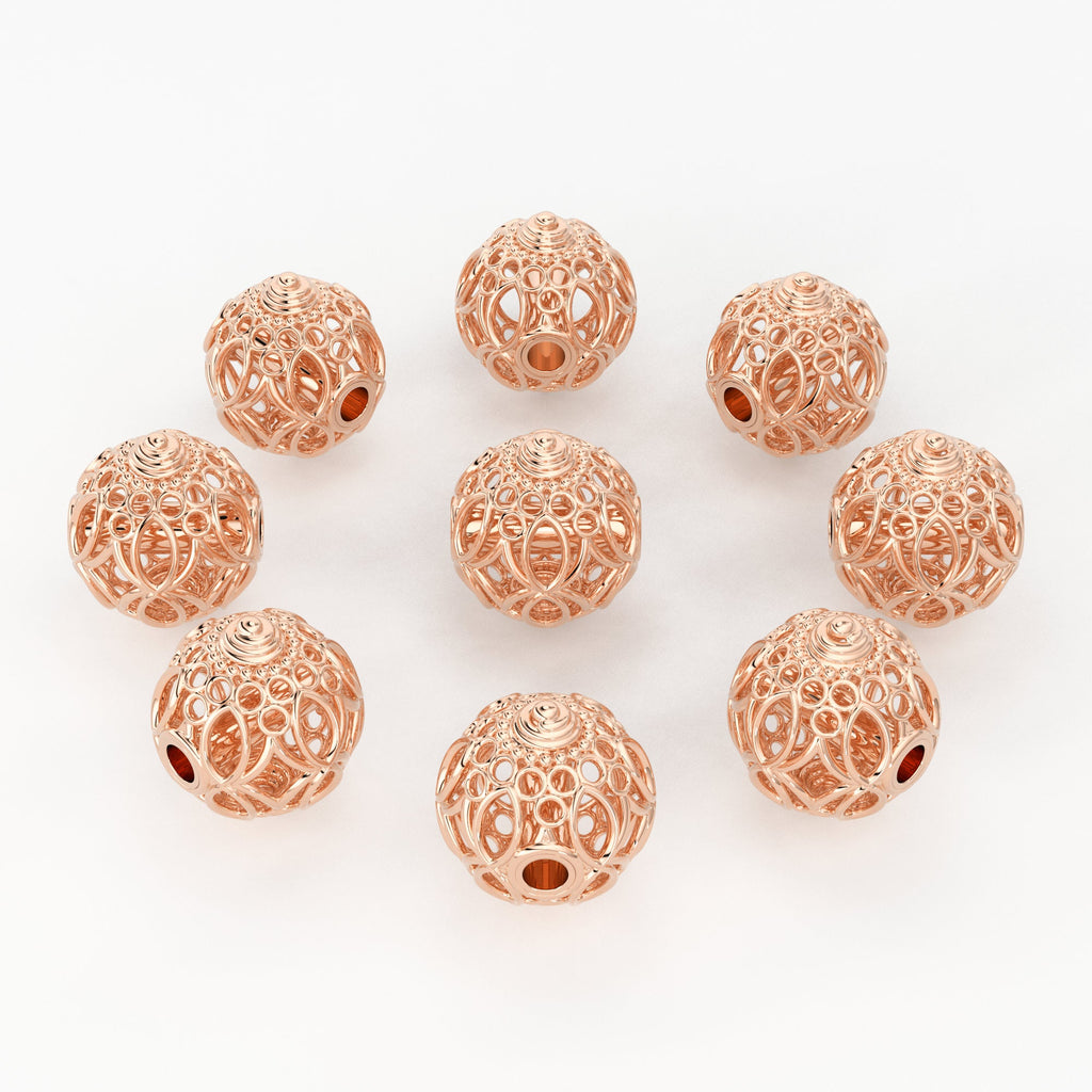 Designer Round Solid Gold Handmade Round Spacer Gold Bead Finding 6mm