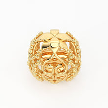 Load image into Gallery viewer, Solid Gold Handmade Milgrain Floral Round Spacer Gold Bead Finding 6.50mm