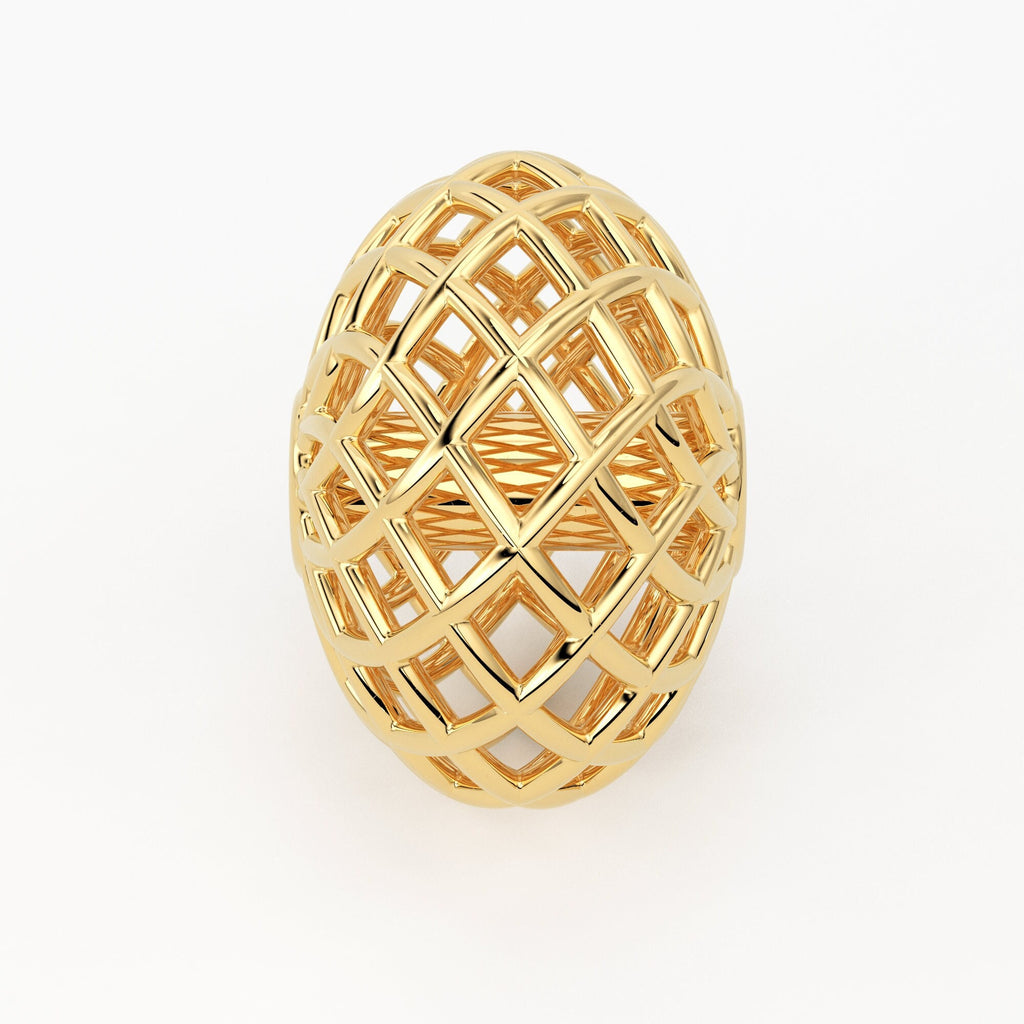 Solid Gold Handmade Oval Caged Spacer Gold Bead Finding 8mm