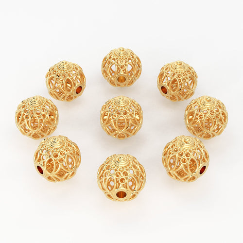 Designer Round Solid Gold Handmade Round Spacer Gold Bead Finding 6mm